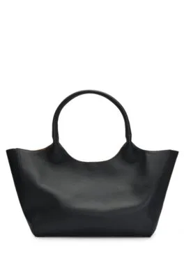 Bolso tote de piel granulada con letras de logo pulidas