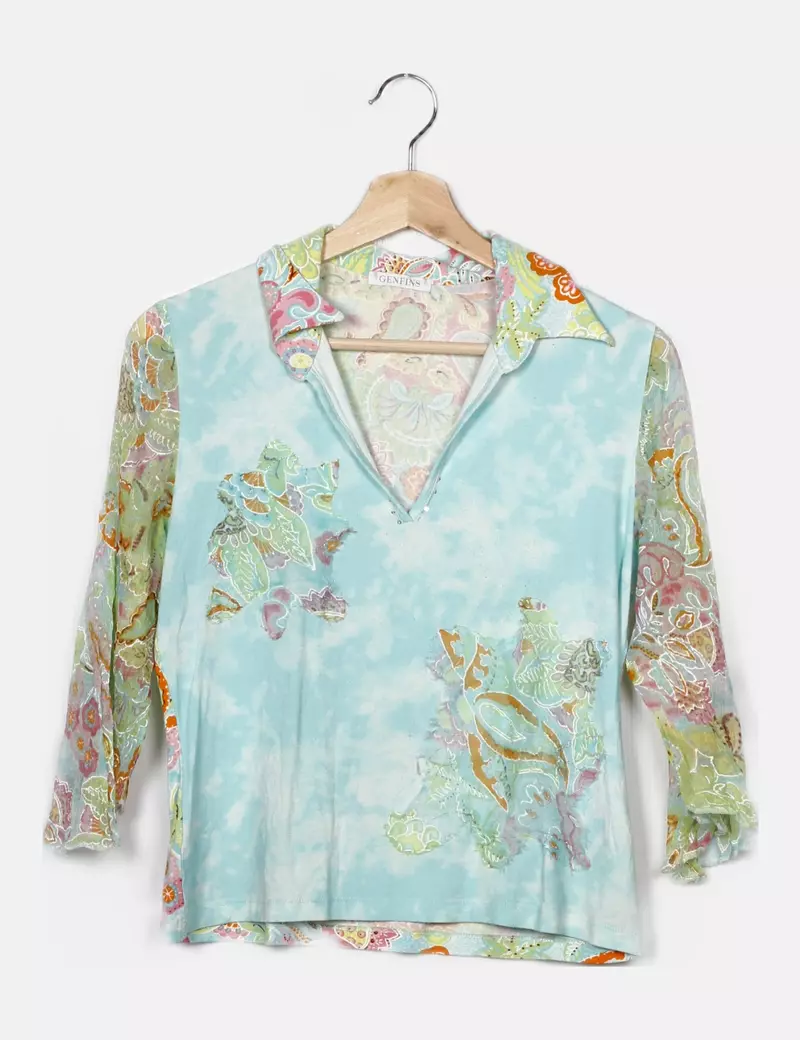 Printed blue Genfins Polo